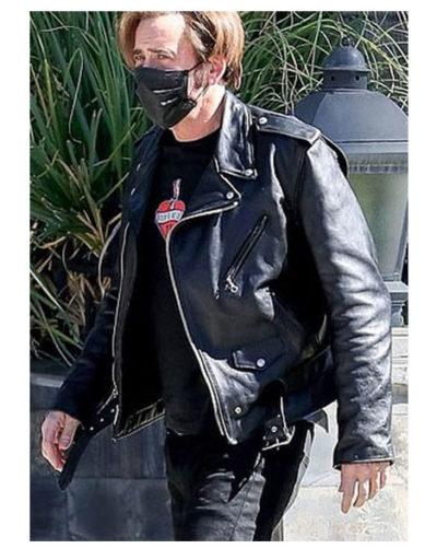 Nicolas Cage Beverly Hills black leather Jacket