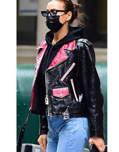 red and black leather jacket