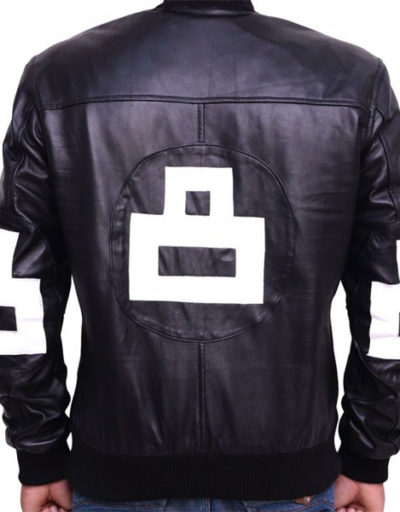 8 Ball Black Leather Bomber Jacket