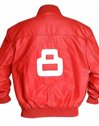 8 Ball Pool Red Bomber Leather Jacket