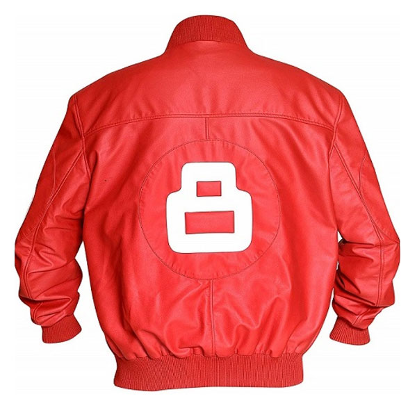8 Ball Pool Red Bomber Leather Jacket