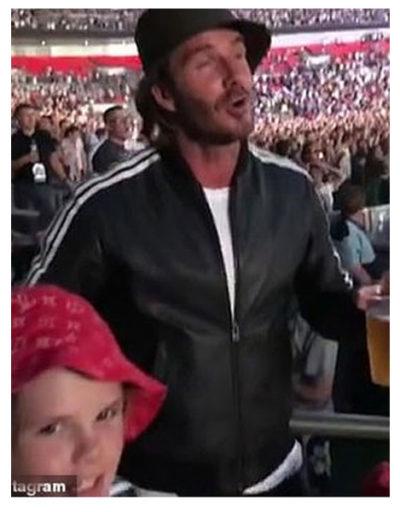 David Beckham Stone Roses concert Leather Jacket