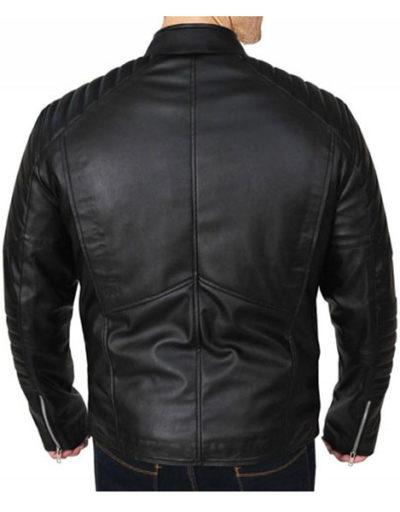 Skull Embossed Motorcycle Leather Jacket