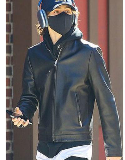 Timothee Chalamet Super Bowl LIV baseball leather jacket