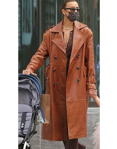 Irina Shayk Manokhi Leather Trench Coat