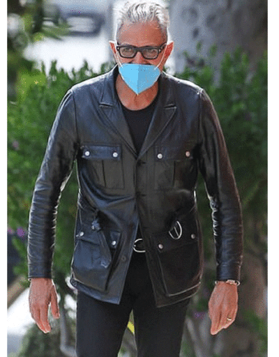 Jeff Goldblum multi Pocket leather Jacket
