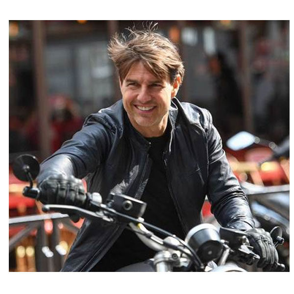 Mission Impossible 7 Tom Cruise Black Leather Jacket