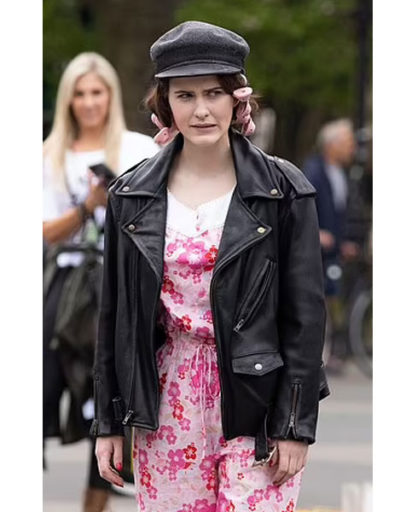 Rachel Brosnahan Marvelous Mrs Maisel Black Leather Jacket