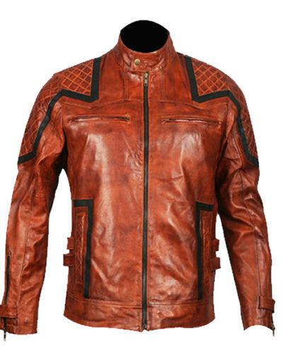 101 Tan Vintage Motor Biker Real Leather Jacket