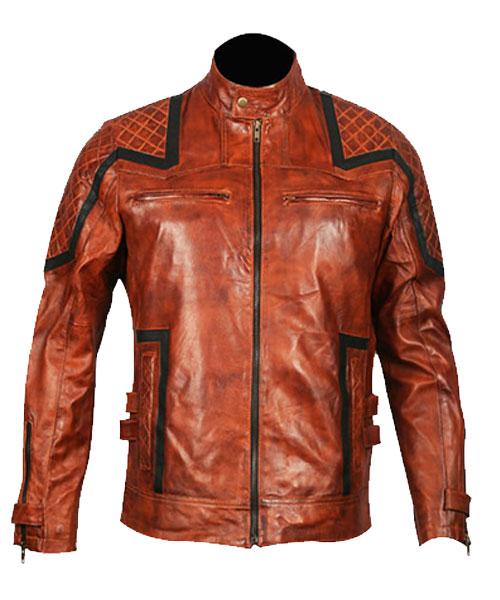 101 Tan Vintage Motor Biker Real Leather Jacket