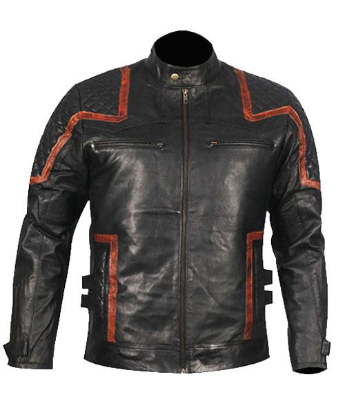 101 Vintage Distressed Motor Black Leather Jacket