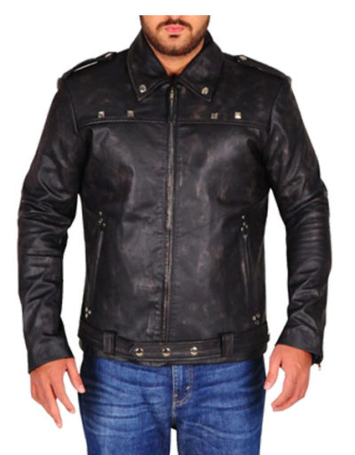 A Long Way Down Aaron Paul Biker Black Leather Jacket