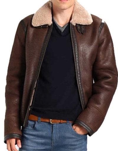 Aviator Dark Brown Leather Jacket