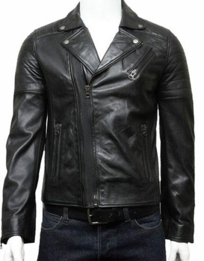 Biker ziped Look Black Leather Jacket