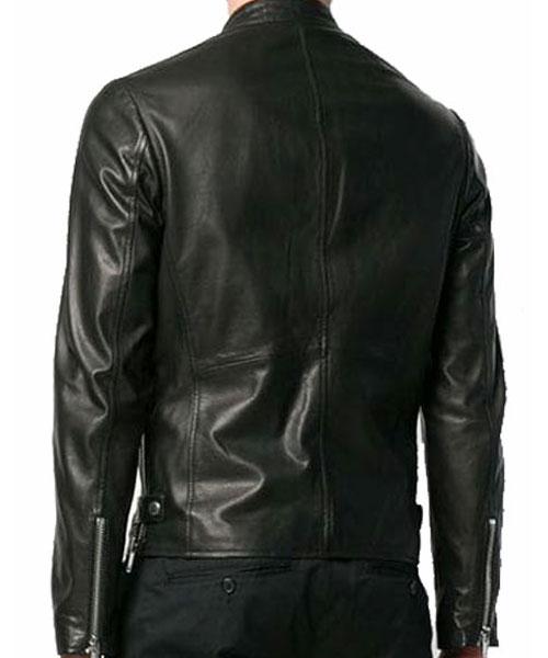 Biker Ziped Look Black Leather Jacket