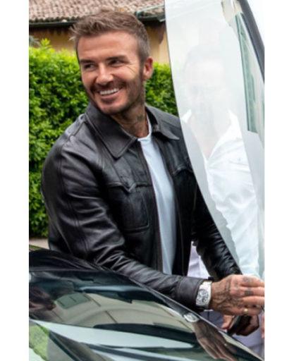 David Beckham Maserati MC20 Black Leather Jacket
