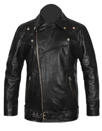 Pure Black Biker Leather Jacket