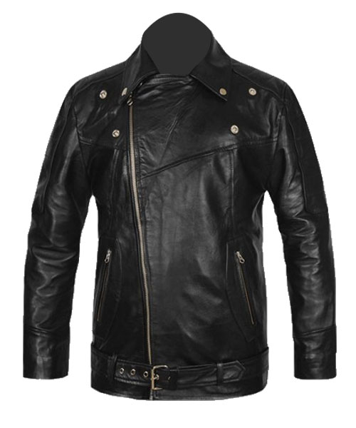 Pure Black Biker Leather Jacket