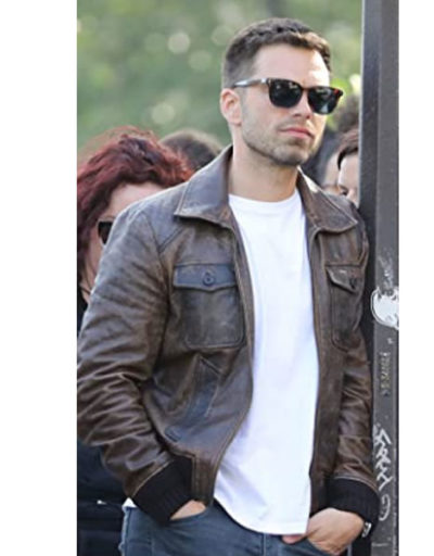 Sebastian Stan The 355 Distressed Leather Jacket