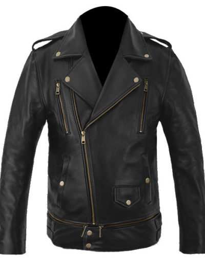 Trooper Biker Black Leather Jacket