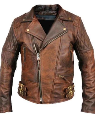 Vintage Distressed Brown Leather Jacket