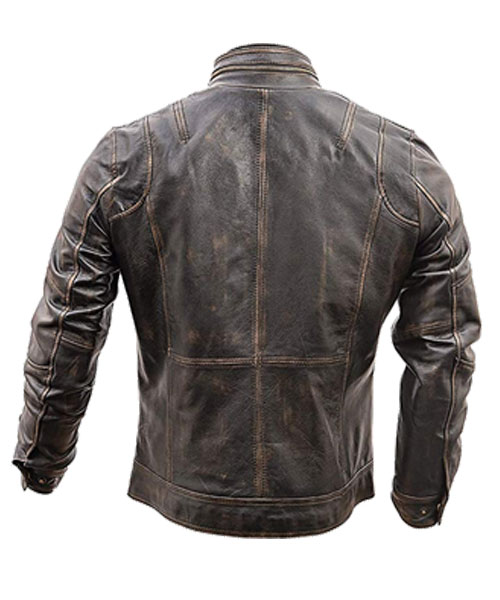 Vintage Moto Cafe Racer Retro Biker Wax Distressed Leather Jacket