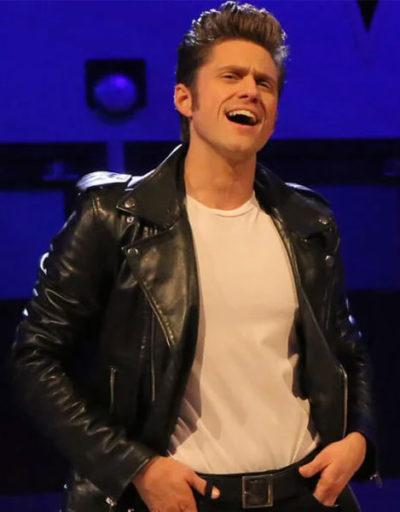Aaron Tveit Grease Live Black Leather Jacket