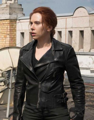 Black Widow 2021 Natasha Romanoff Black Leather Jacket