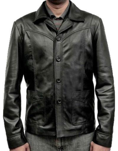 Brad Pitt Killing Them Softly BLack Leather Jacket