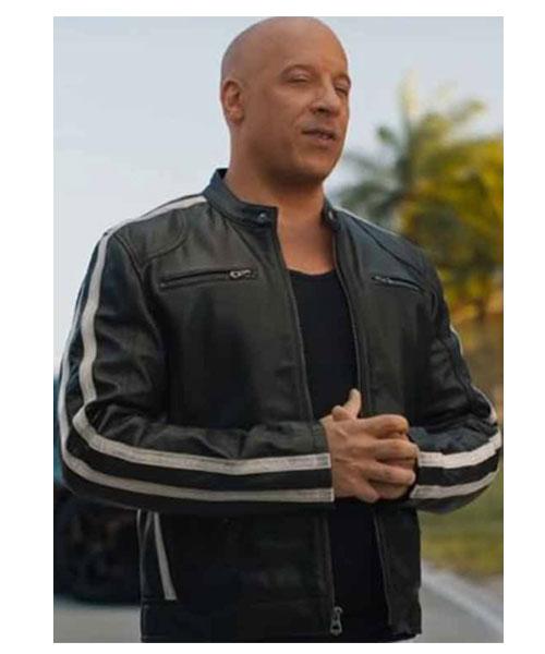 F9 Dominic Toretto Black Cafe Racer Leather Jacket