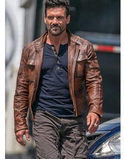 Frank Grillo Boss Level Roy Pulver Leather Brown Jacket