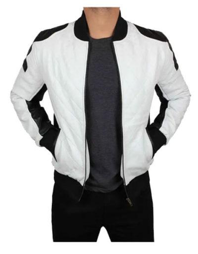 Joliet Perforated Black & White Leather Jacket