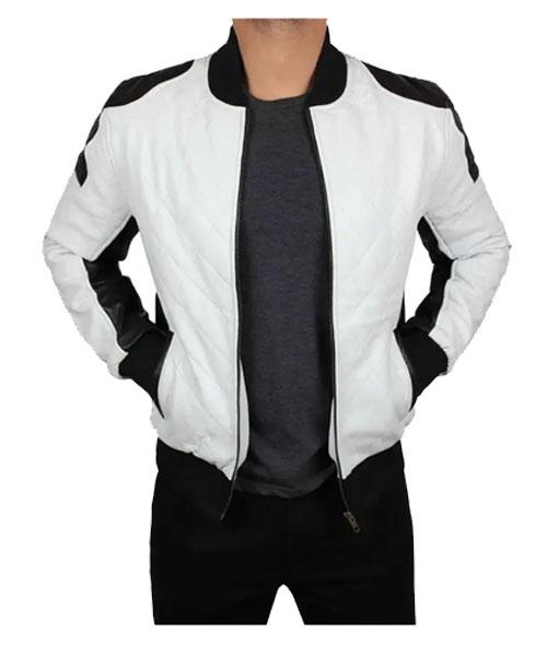 Joliet Perforated Black & White Leather Jacket