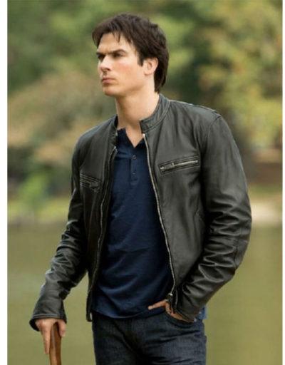 Vampire Diaries Damon Salvatore Leather Jacket