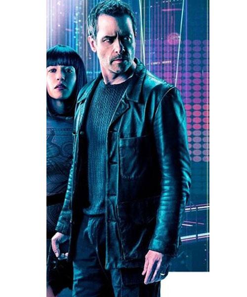Zone 414 Guy Pearce Black Leather Coat