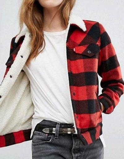 Money Heist Plaid Sherpa Jacket