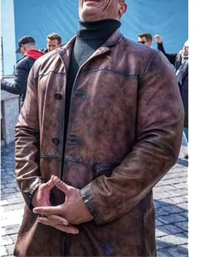 Red Notice Dwayne Johnson Leather Coat