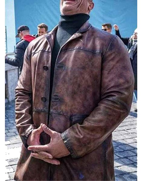 Red Notice Dwayne Johnson Leather Coat