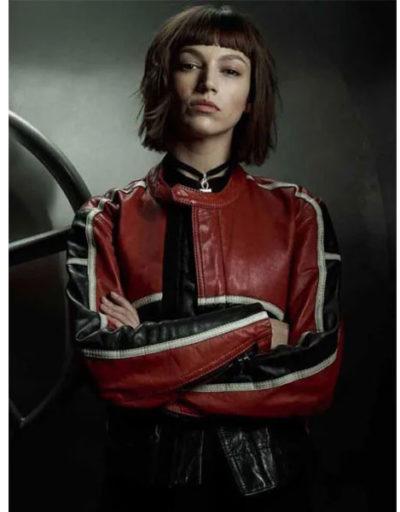 Tokyo Money Heist Black & Red Leather Jacket