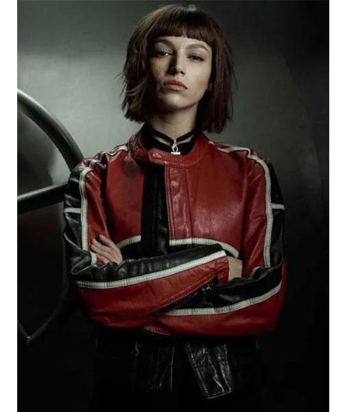 Tokyo Money Heist Black & Red Leather Jacket