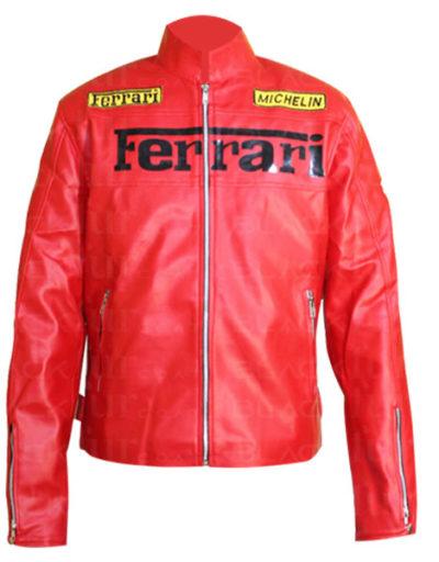 Ferrari Red And Black Motorcycle Leather Jacket