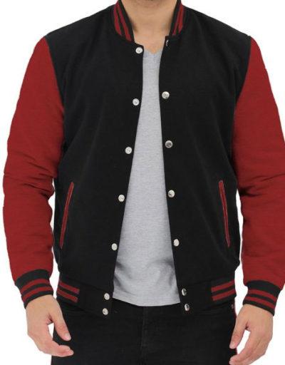 Maroon and Black Varsity Jacket