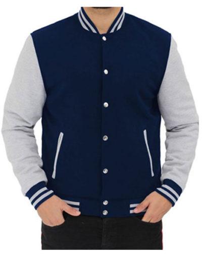 Navy Grey and Blue Varsity Jacket