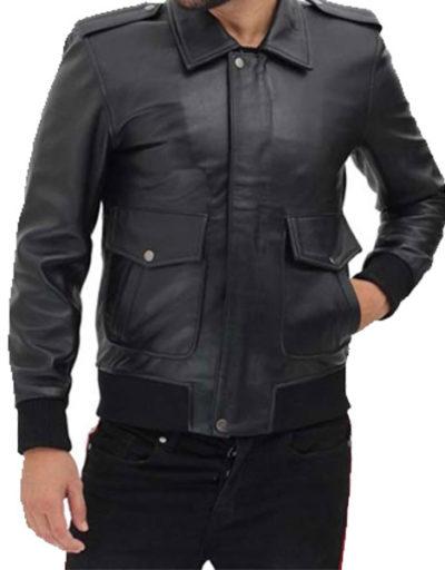 Jet Black A-2 Flight Bomber Leather Jacket