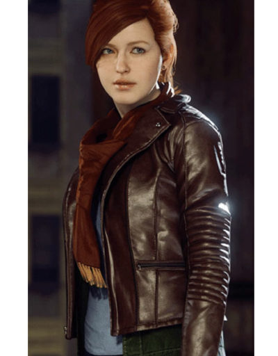 Spiderman PS4 Mary Jane Brown Leather Jacket
