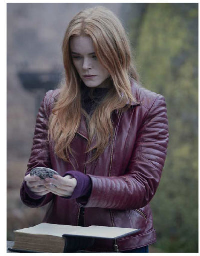 Abigail Cowen Fate The Winx Saga Maroon Leather Jacket