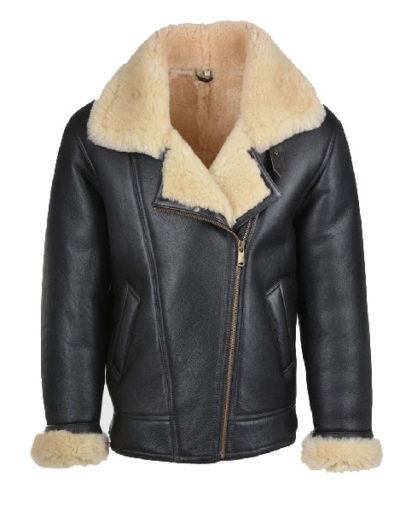 B3 Flying Bomber Aviator Pilot Shearling Sheepskin Leather Jacket