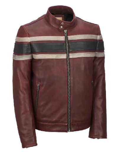 Retro Red Waxed Vintage Leather Jacket