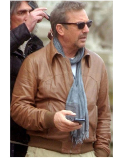 3 Days To Kill Kevin Costner Bomber Leather Jacket