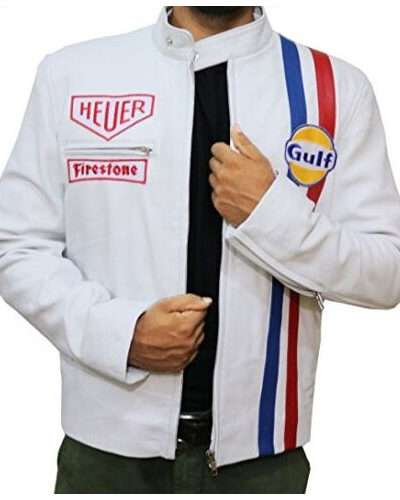 Jacob Elordi Monaco Grand Prix white Leather Jacket